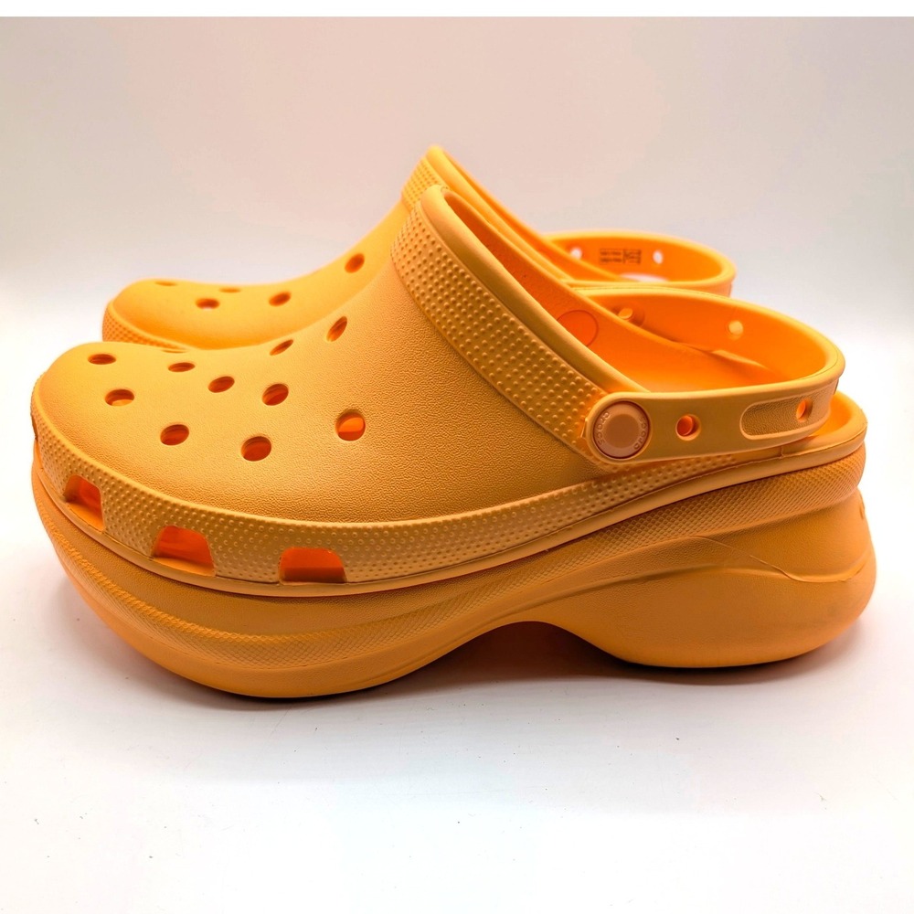 Crocs Bae Womens 10 Classic Crush Clog Orange Platform Sandals Chunky Heel